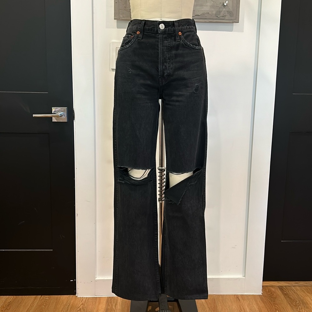 Re/Done Black Distressed Women Jeans